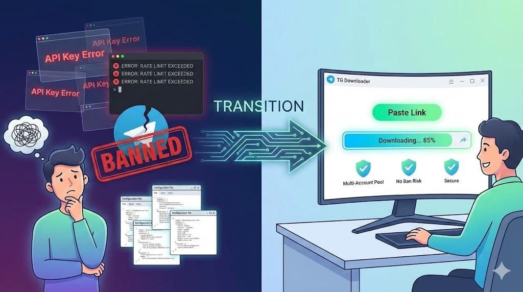 告别申请 API Key 的噩梦，TG Downloader 让下载从未如此简单