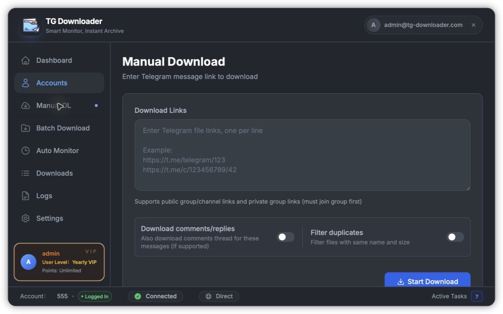 Manual download