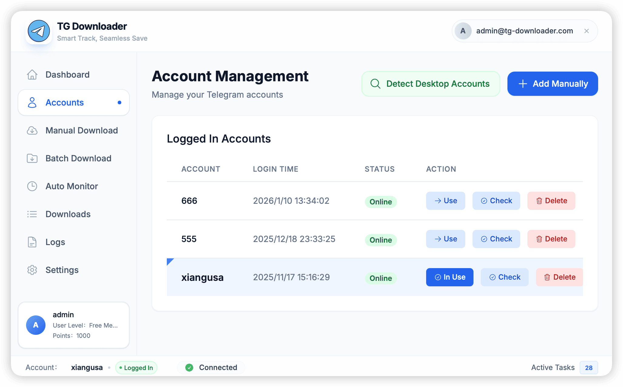 Multi-Account Switching | TG Downloader